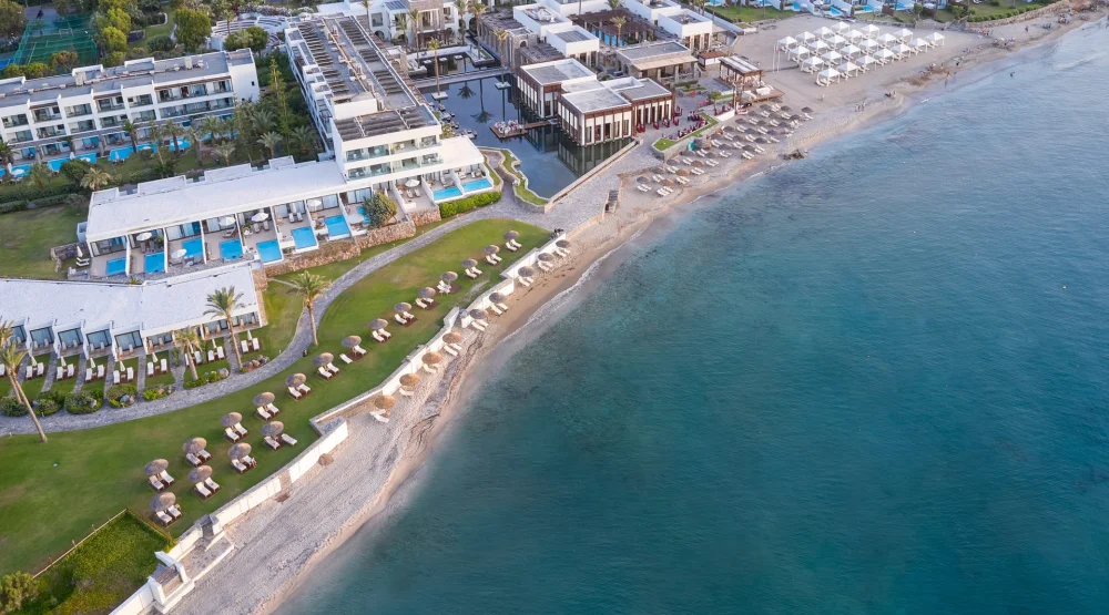 Deluxe Junior Bungalow Suite with Private Heated Pool at Amirandes A Grecotel Resort to Live