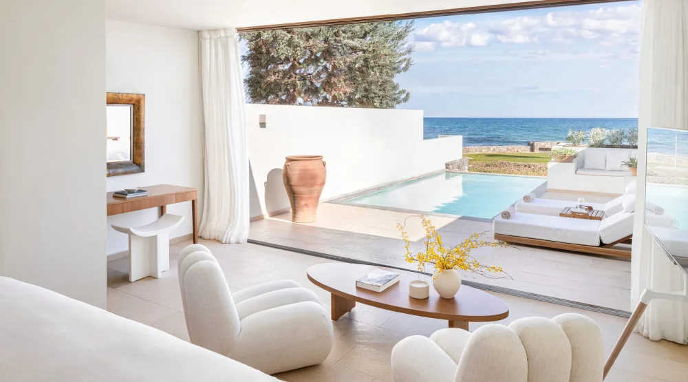 Luxury Junior Suite Gym with Private Heated Pool at Amirandes A Grecotel Resort to Live