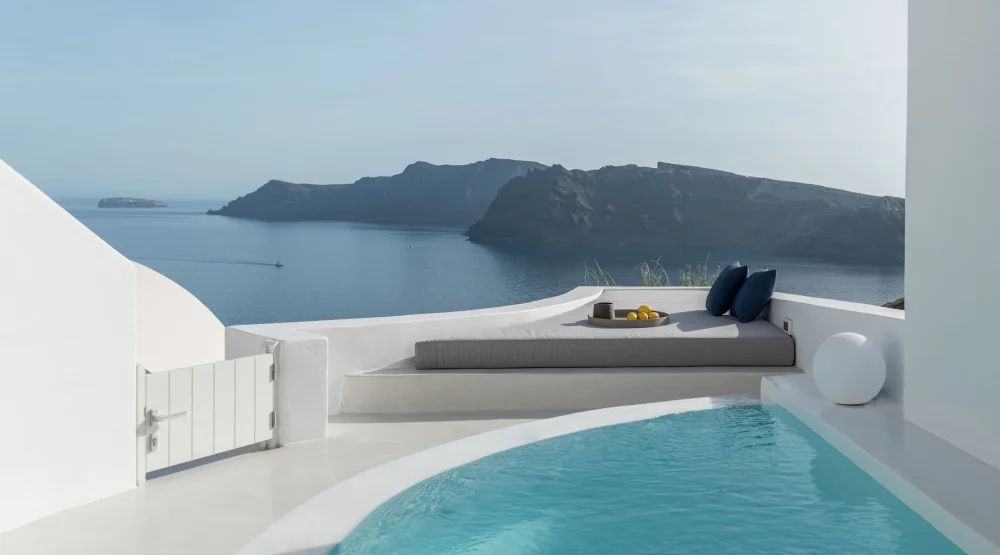 Two Bedroom Suite with Private Outdoor Pool | Volcano & Caldera View at Aspaki Exclusive Hotel