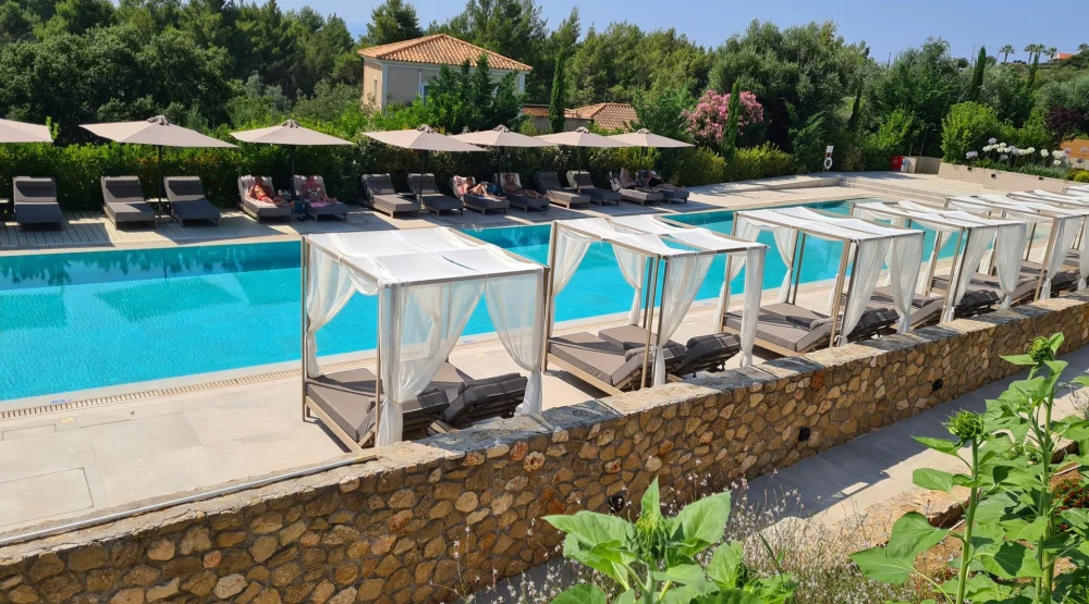 Galaxy Suite with Outdoor Hot Tub and Pool View at Celestial All Suites