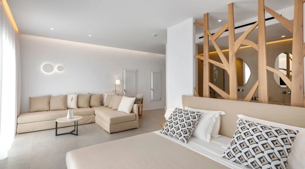 Prestige Junior Suite with Sea & Pool View at Elia Mykonos Resort