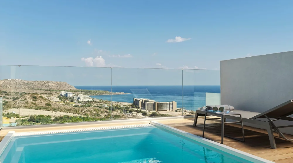 Summer Sea View Room with Private Pool at Esperos Blue Village & Spa