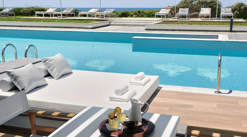 Swim-up Guestroom Sea View with Garden at Grecotel LuxMe White