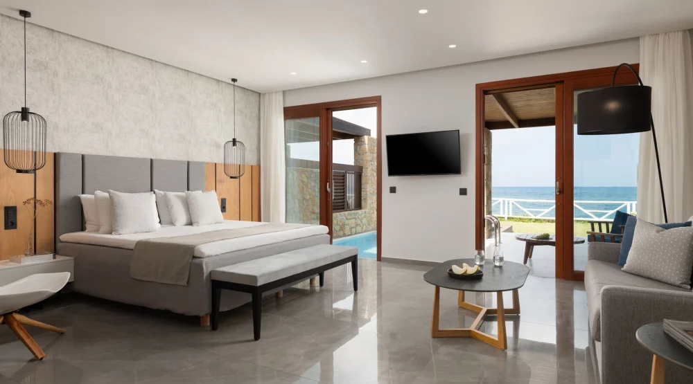 Junior Suite Sea Front with Private Pool at Ikaros Beach Luxury Resort & Spa