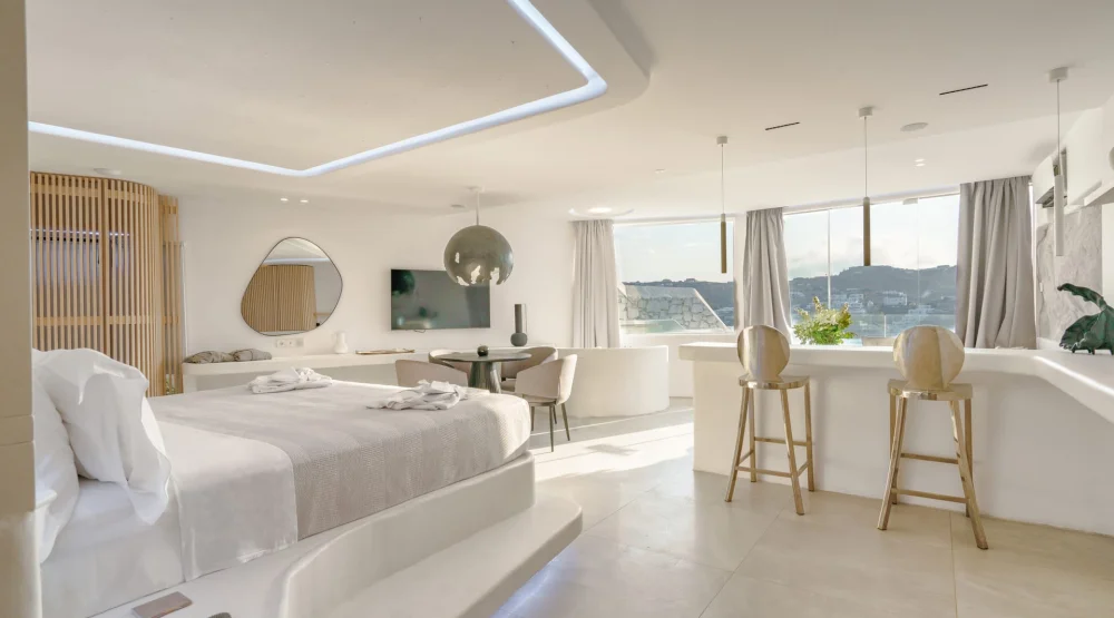 Mykonos Honeymoon Luxury Suite with Outdoor Jetted Tub at Kivotos Mykonos