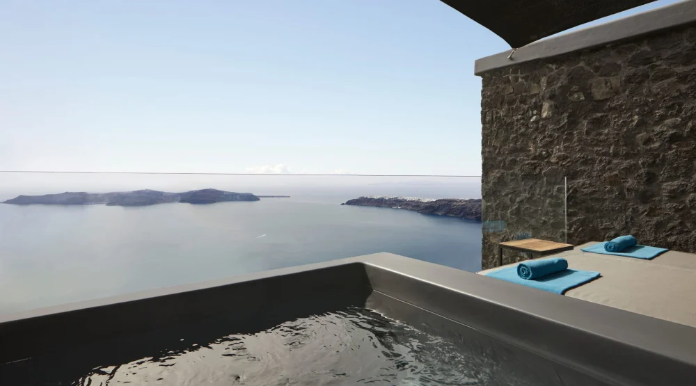Kivotos Villa Sunset View with Outdoor Hot Tub & Indoor Pool at Kivotos Santorini