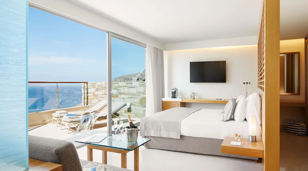 Double Deluxe Room Sea View  Outdoor Jacuzzi at Lindos Blu Luxury Hotel & Suites