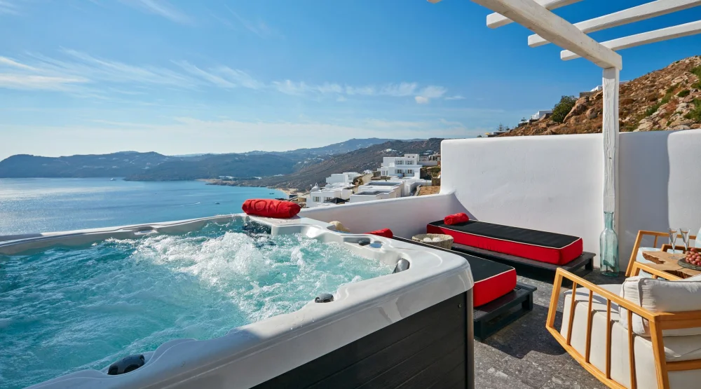 Mystique Suite with Outdoor Jacuzzi at Myconian Avaton Resort