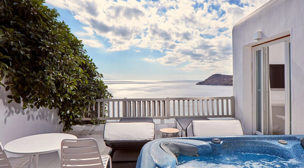 Premium Room Sea View with Outdoor Jacuzzi at Myconian Imperial Resort