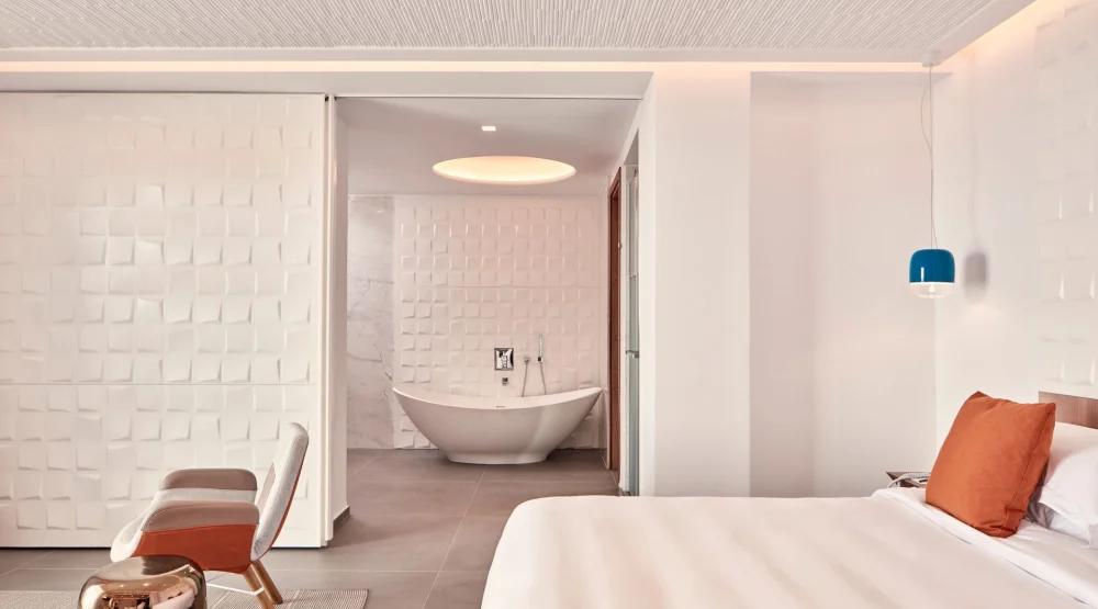 Emar Junior Suite with Sea View & Outdoor Jacuzzi at Myconian Korali Relais & Chateaux Hotel