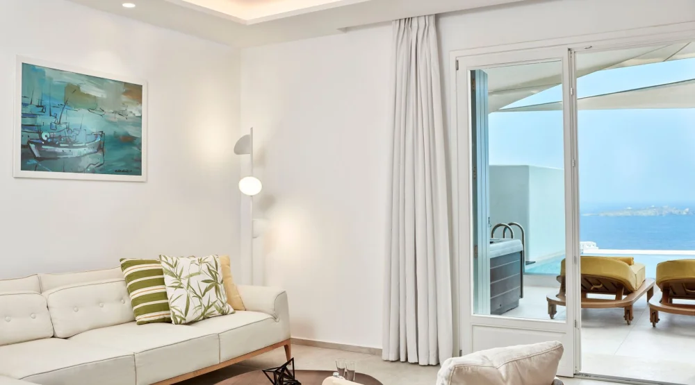 Cyclades Suite Sea View with Private Pool & Outdoor Jacuzzi at Myconian Korali Relais & Chateaux Hotel