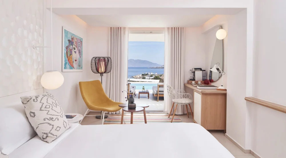 Horizon Superior Room with Sea View & Private Pool at Myconian Kyma Design Hotel
