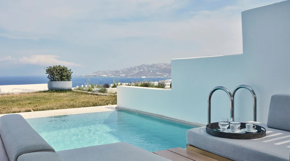 Naia Suite with Private Pool & Direct Sea View at Myconian Naia Preferred Hotels & Resorts