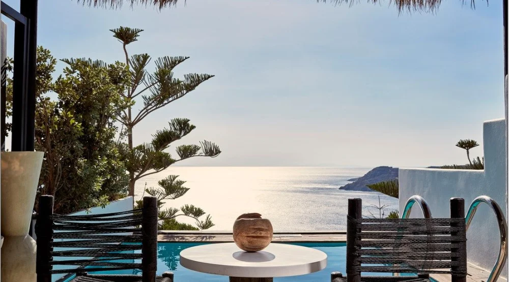 Signature Retreat Sea View Guestroom with Private Pool at Myconian Utopia Relais & Chateaux Resort