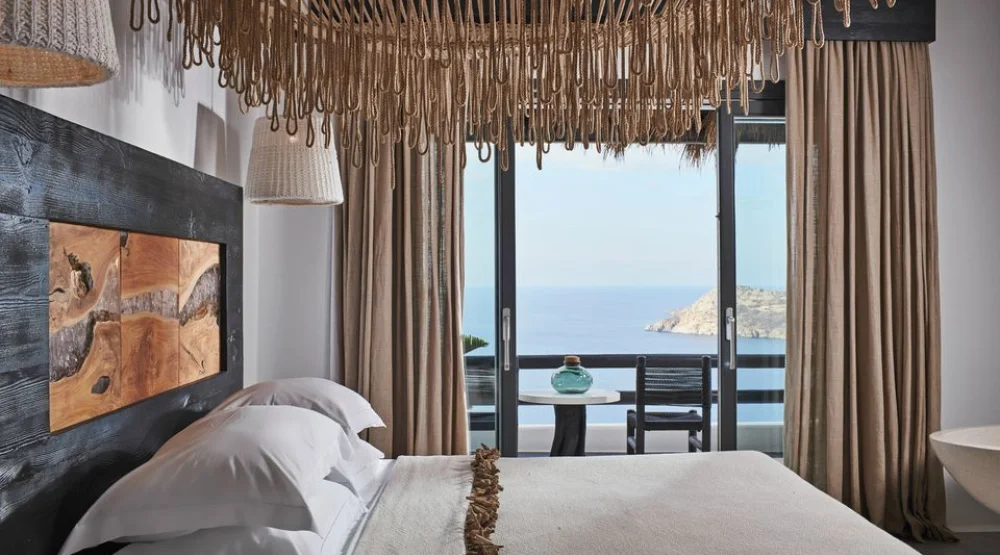 Heavenly Retreat Sea View Guestroom with Outdoor Jacuzzi at Myconian Utopia Relais & Chateaux Resort