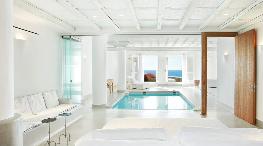 Luna Blu Suite with Private Indoor Pool at Mykonos Blu A Grecotel Resort To Live