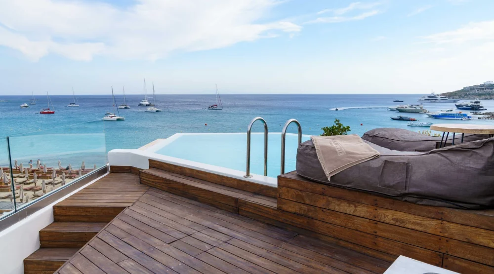 Fantasy Dream Suites with Private Pool Hot Tub & Sea View at Mykonos Dove Beachfront Hotel