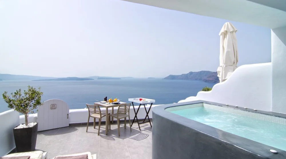 Premium Suite with Private Hot Tub & Caldera View at Santorini Secret Suites & Spa