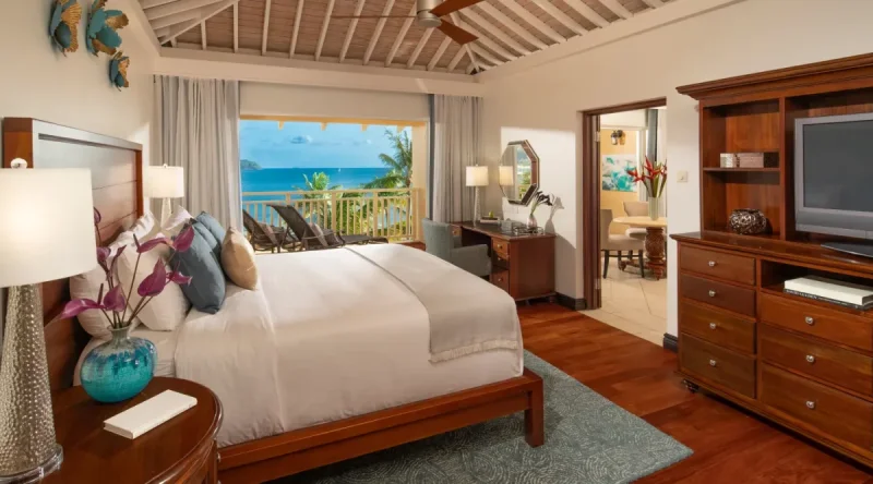 Caribbean Beachfront One Bedroom Butler Suite with Tranquility Soaking Tub at Sandals Grande St Lucian
