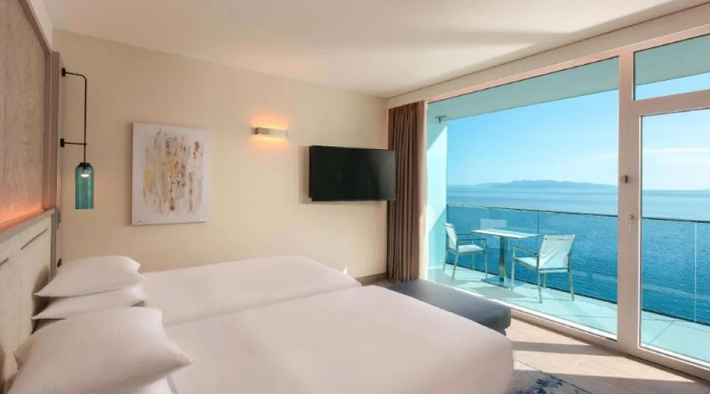 Twin Deluxe Room with Balcony and Sea View at Hilton Rijeka Costabella Beach Resort & Spa