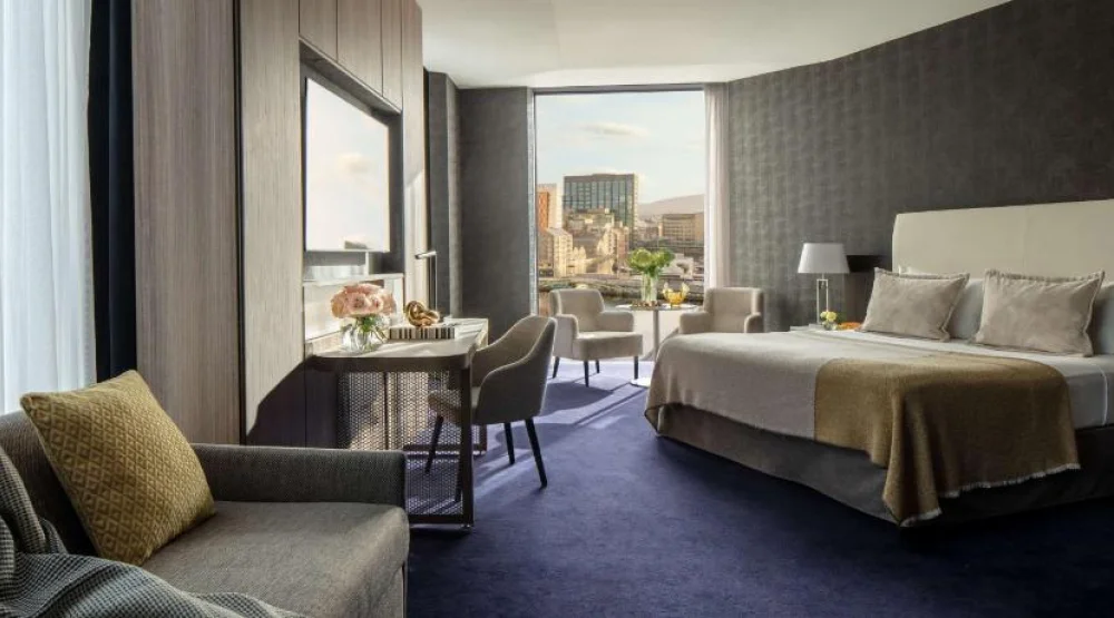 Junior Corner Suite with View and Extra Bed (2 Adults + Two Children) at Anantara The Marker Dublin Hotel