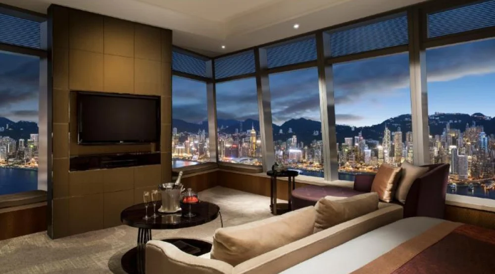 Larger Guest Room, One King, Victoria View, Harbor View, Corner Room at The Ritz-Carlton Hong Kong