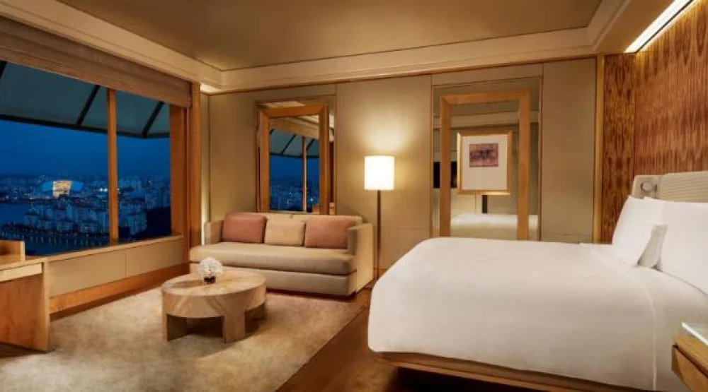 Grand Kallang, Guest Room, One King, Sofa Bed, Kallang Precinct View at The Ritz-Carlton Millenia Singapore