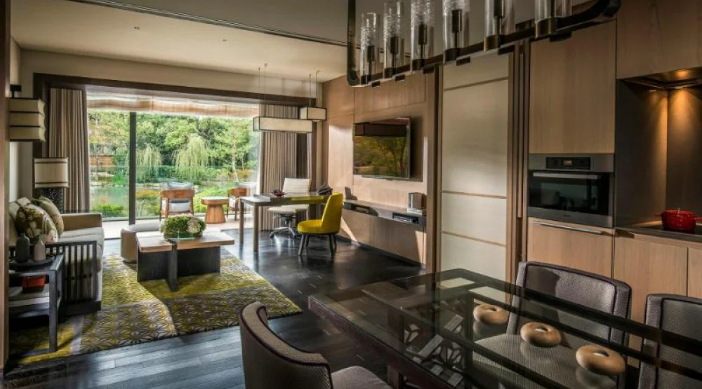 One Bedroom Hotel Residence Garden View Two Double Beds at Four Seasons Kyoto