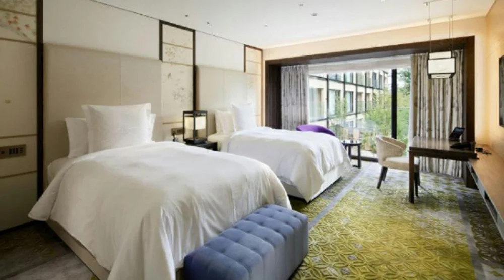 Two Bedroom Hotel Residence Garden View King Bed and Two Double Beds at Four Seasons Kyoto