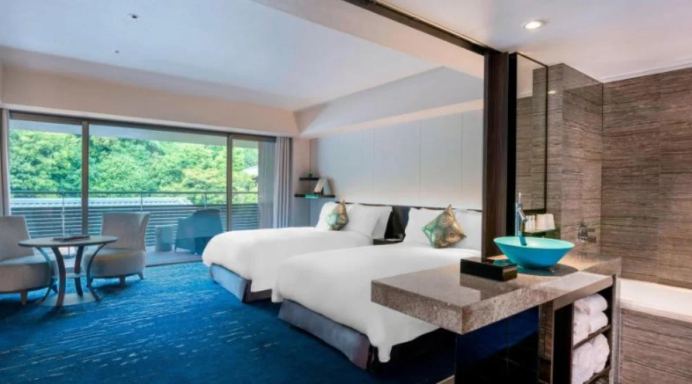 Tsukinone, Guest Room, Two Twin, Arashiyama View, Balcony at Suiran a Luxury Collection Hotel
