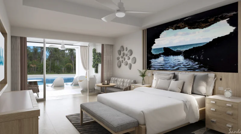 South Seas Hideaway Crystal Lagoon Swim-up Butler Suite with Patio Tranquility Soaking Tub at Sandals Royal Barbados