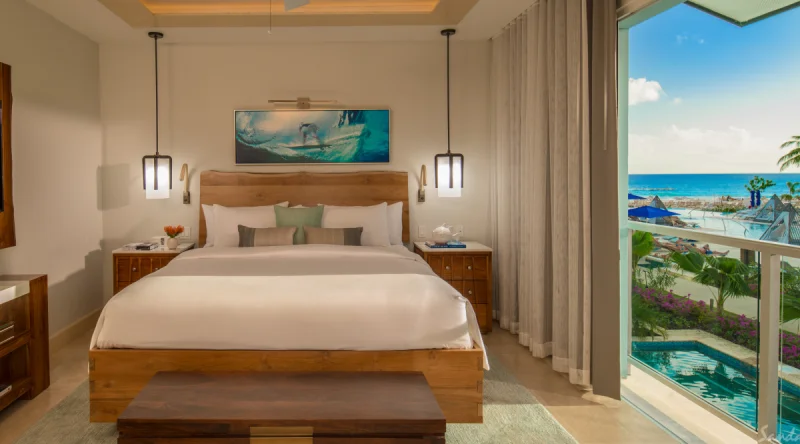 Millionaire Butler Oceanview One Bedroom Suite with Balcony Tranquility Soaking Tub at Sandals Royal Barbados