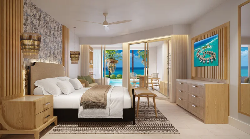 Longbeach Beachfront Swim-up Club Level Suite W/ Patio Tranquility Soaking Tub at Sandals South Coast