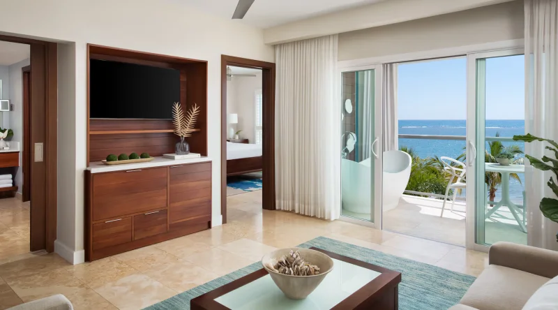 Starlight Beachfront One Bedroom Butler Suite W/ Balcony Tranquility Soaking Tub at Sandals South Coast